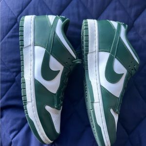 Michigan State Low Dunks, worn twice